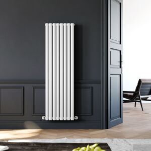 Designer Vertical Column Radiators Oval Panel 1600 x 480 mm White Double Heater - Elegant