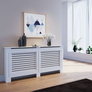 White extra large Radiator Covers Horizontal Slat mdf Paint Cabinet Radiator Shelves for Hallway, Living Room, Bedroom - Elegant