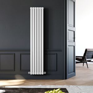 Elegant - Vertical Column Designer Radiator Oval Panel 1800 x 360 mm White Double Heater