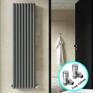 Elegant - Vertical Designer Radiator Oval Column Radiator 1800x480mm Anthracite Double Central Heating + Free Valves