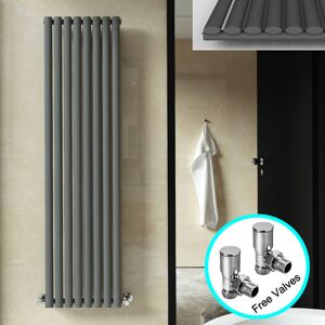 Elegant - Vertical Designer Radiator Oval Column Radiator 1800x480mm Anthracite Single Central Heating + Free Valves