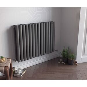 Nova Tube Duo 600 Vertical Designer Radiator Textured Matt Anthracite 600mm h x 1164mm w - Textured Matt Anthracite - Eucotherm