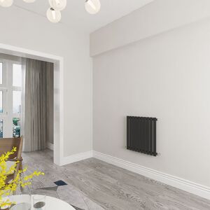 Sky Bathroom - Heating oval tube Black Radiatoror Modern Household Horizontal Radiatoror 600x590mm - Black