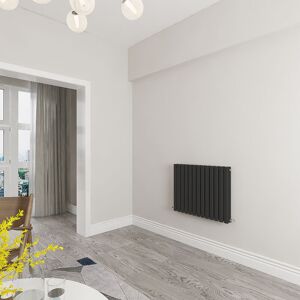 Sky Bathroom - Heating oval tube Black Radiatoror Modern Household Horizontal Radiatoror 600x767mm - Black