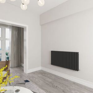 Sky Bathroom - Heating oval tube Black Radiatoror Modern Household Horizontal Radiatoror 600x1180mm - Black