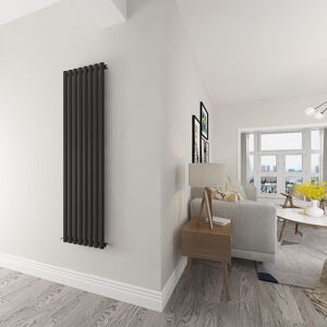 Sky Bathroom - Heating oval tube Black Radiatoror Modern household Vertical Radiatoror 1600x472mm - Black