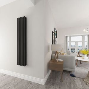 SKY BATHROOM Heating oval tube Black Radiatoror Modern household Vertical Radiatoror 1600x354mm - Black