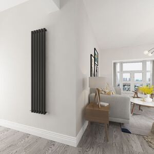 Sky Bathroom - Heating oval tube Black Radiatoror Modern household Vertical Radiatoror1600x354mm - Black