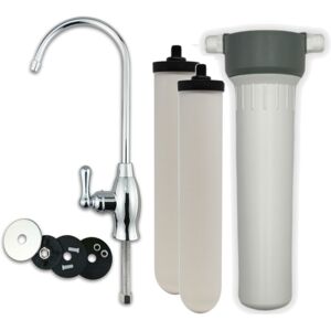 Heavy Metal Removal Water Filter System with Doulton Ultracarb Ceramic Candle and Choice of Tap - Baseball Tap - Add Extra Filter