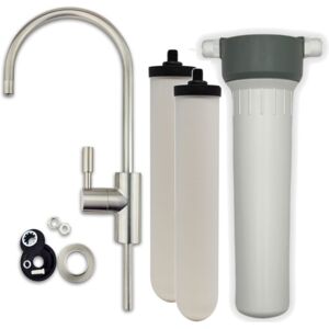 Doulton - Heavy Metal Removal Water Filter System with Ultracarb Ceramic Candle and Choice of Tap - Brushed Nickel Tap - Add Extra Filter