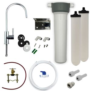 Heavy Metal Removal Water Filter System with Doulton Ultracarb Ceramic Candle and Choice of Tap - Chrome Tap - Add Extra Filter
