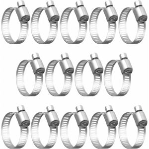 Héloise - Hose clamp 14 pieces made of 304 stainless steel for flexible hose with outer diameter 16-25 mm, clip width 8 mm, sturdy and rust-resistant