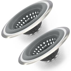 WOOSIEN Kitchen Sink Strainer 2 Pack Silicone Sink Stopper For Kitchen Sink(grey)