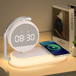 Led Wake-up Light, Bedside Lamp with 15W Wireless Charging Station, Soft Light 3-Level Touch Night Light for Adults and Kids, Festive Gifts. Denuotop