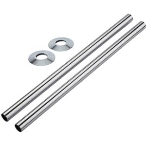 Modern Chrome Heated Towel Rail Radiator Shrouds and Pipes - Pair - Milano