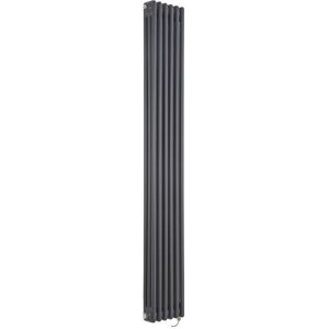 Milano Windsor - Traditional Anthracite 1800mm x 290mm Cast Iron Style Vertical Triple Column Electric Radiator with Touchscreen Wi-Fi Thermostat - Chrome