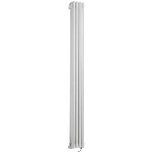 Milano Windsor - Traditional White 1800mm x 200mm Cast Iron Style Vertical Triple Column Electric Radiator with Touchscreen Wi-Fi Thermostat - Chrome