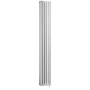 Milano Windsor - Traditional White 1800mm x 290mm Cast Iron Style Vertical Triple Column Electric Radiator with Wi-Fi Thermostat - Chrome Cable Cover