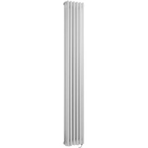 Milano Windsor - Traditional White 1800mm x 290mm Cast Iron Style Vertical Triple Column Electric Radiator with Touchscreen Wi-Fi Thermostat - Chrome Cable