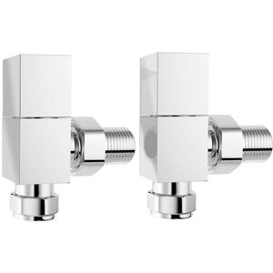 Gravahaus - Modern Square Angled Radiator Valves Heated Towel Rail Rad Pair Chrome 15mm