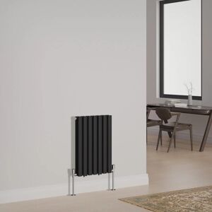 NRG Oval Column Designer Radiator Central Heating Rads Horizontal Double 600x413mm Black