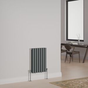 NRG Oval Column Designer Radiator Central Heating Rads Horizontal Double 600x413mm Anthracite