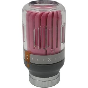 Goshe - Pink/Grey Radiator Thermostatic Valve Head M30x1,5 Crystal Colour 8-30C Temperature