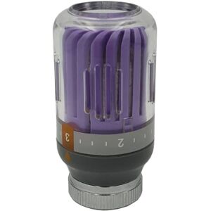 GOSHE Purple/Grey Radiator Thermostatic Valve Head M30x1,5 Crystal Colour 8-30C Temperature