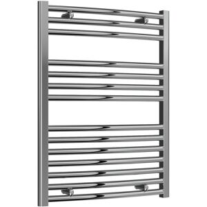 Reina - Diva Vertical Chrome Curved Heated Towel Radiator 800mm h x 600mm w, Dual Fuel - Standard