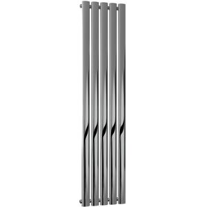 Nerox Stainless Steel Polished Single Panel Vertical Designer Radiator 1800mm h x 295mm w, Dual Fuel - Thermostatic - PolishedPolished - Reina