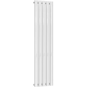 Neval Aluminium White Single Panel Vertical Designer Radiator 1800mm h x 286mm w, Electric Only - Thermostatic - WhiteWhite - Reina