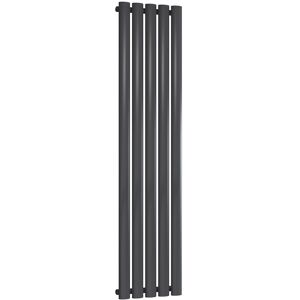 Neval Aluminium Anthracite Single Panel Vertical Designer Radiator 1800mm h x 286mm w, Dual Fuel - Thermostatic - AnthraciteAnthracite - Reina