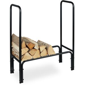 Relaxdays - Firewood Rack, Metal, Shelf for Logs, for Indoor & Outdoor, Wood Stacking Aid, HxWxD: 85 x 72 x 30 cm, Black