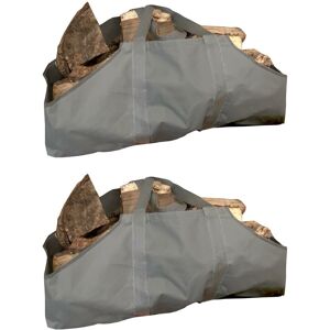 Selections - Set of 2 Canvas Log Carrier Firewood Bags in French Grey