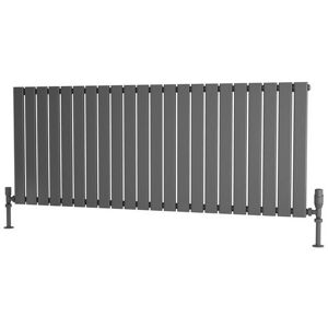 Flat Tube Steel Anthracite Horizontal Designer Radiator 600mm h x 1500mm w Single Panel - Electric Only - Standard - Anthracite - Traderad