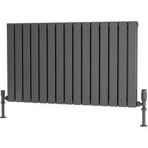 Flat Tube Steel Anthracite Horizontal Designer Radiator 600mm h x 1050mm w Double Panel - Electric Only - Standard - Anthracite - Traderad