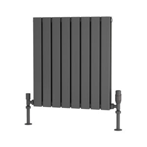 Traderad - Flat Tube Steel Anthracite Horizontal Designer Radiator 600mm h x 600mm w Double Panel - Electric Only - Standard - Anthracite