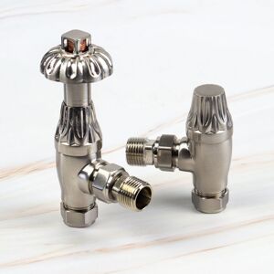 GRAVAHAUS Satin Nickel Traditional Westminster TRV Radiator Valve & Lockshield