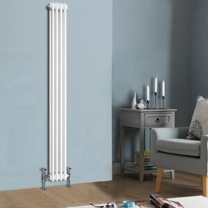 NRG Traditional White Vertical Cast Iron Radiator Double Column 1800 x 200 mm