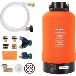 VEVOR Rv Water Softener, 16,000 Grain Portable Water Softener, with 3/4' Brass Fittings and 42' Hose, Soften Hard Water Filter System for RVs, Trailers,