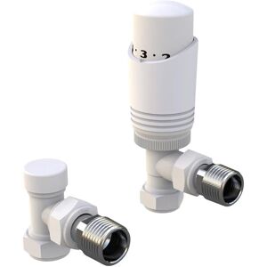 Gravahaus - White Angled Thermostatic trv Radiator Valves 1/2 x 15mm