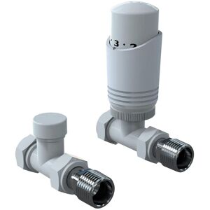 Gravahaus - White Straight Thermostatic trv Radiator Valves 1/2 x 15mm