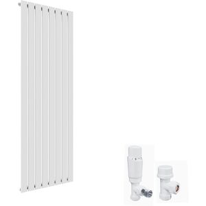 ELEGANT 1800 x 608 mm Vertical Column Designer Radiator White Single Flat Panel Central Heating Radiators + White Thermostatic Radiator Valves