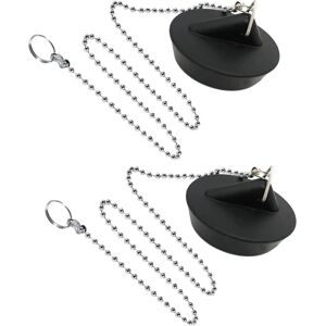 Linghhang - 2 Pieces Rubber Sink Plug with Ball Chain Stopper, Universal Stainless Steel Sink Plug with Hook for Kitchen Sink
