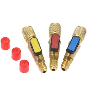 TLILY 3Pcs/Set Brass R410A Refrigerant Straight Ball Valves AC Charging Hoses 1/4 Inch Male 5/16 Inch SAE Valve