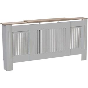 HOME DISCOUNT Arlington Radiator Cover MDF Modern Cabinet Slatted Grill, Grey, Adjustable