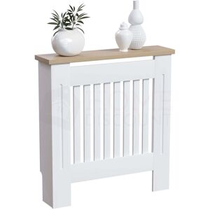 HOME DISCOUNT Arlington Radiator Cover MDF Modern Cabinet Slatted Grill, White, Small