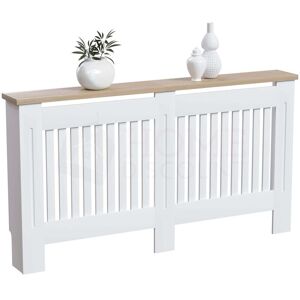 Home Discount - Arlington Radiator Cover mdf Modern Cabinet Slatted Grill, White, Large