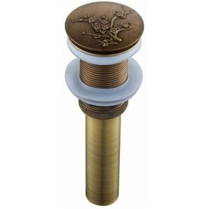 Gotrays - Automatic Push Open Sink Drain Plug for Washbasin, Antique Brass Click-clack Pop-up Waste Plug Without Overflow, Universal Bathroom
