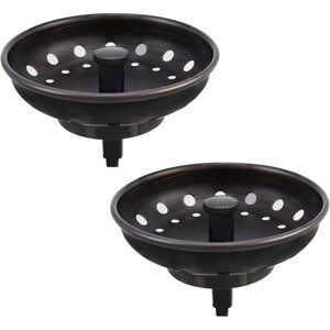Linghhang - Black 2pcs American Flat Head Sink Stopper Stainless Steel Sink Strainer Kitchen Sink Drain Accessories